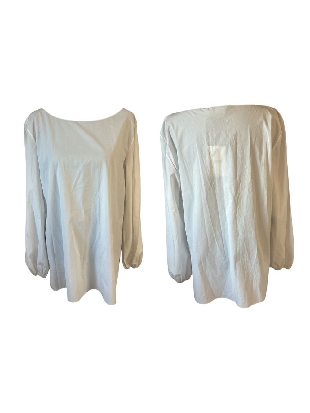 $275 NWT Theory Shirred Long Sleeve White Top